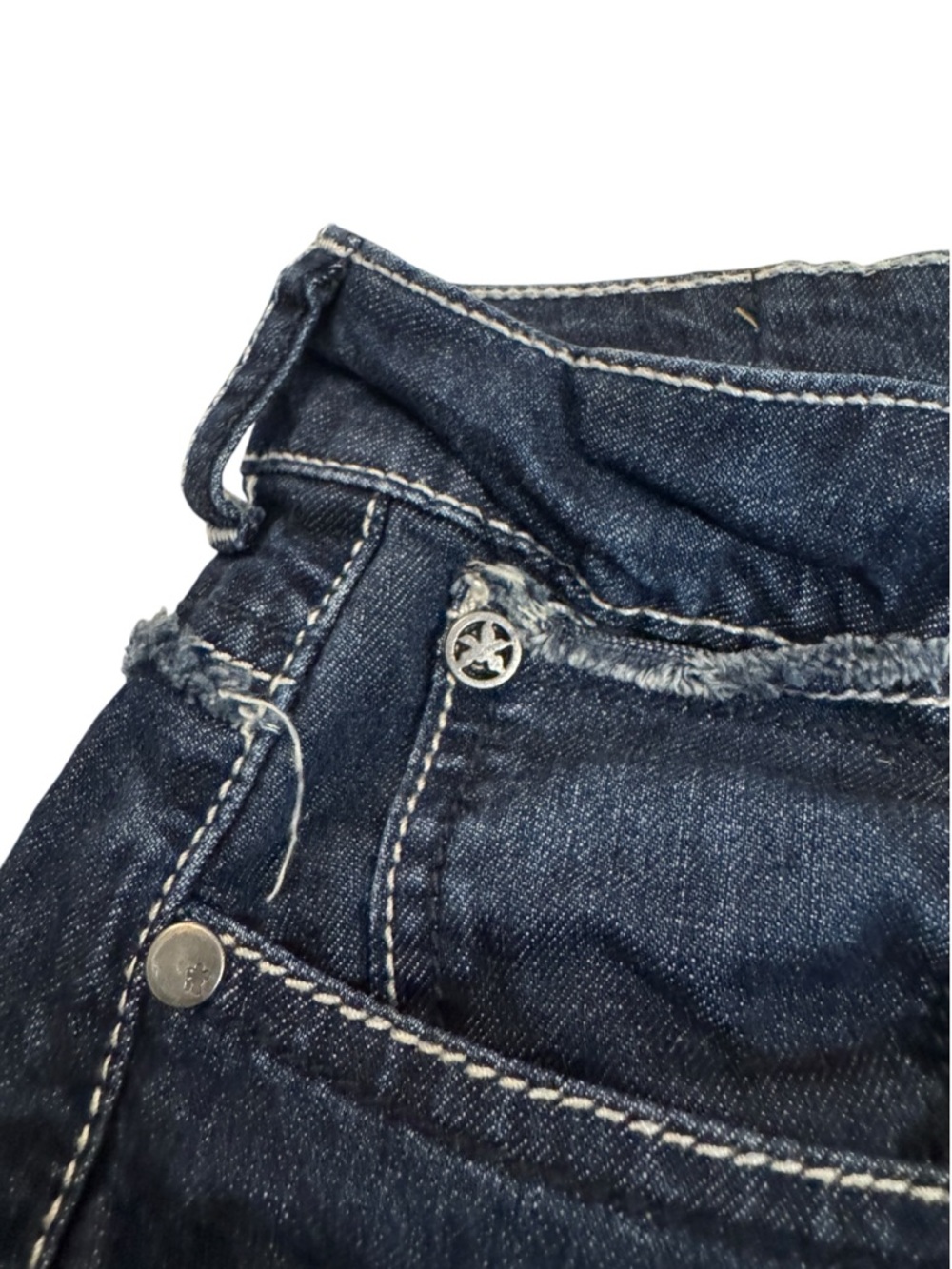 Denim Mini Skirt with Floral Ruffle - Dark Blue - Picture 4 of 6